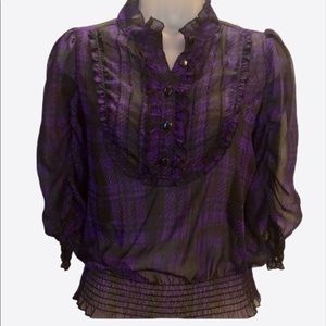 MileyCyrusMaxAzria purple chiffon blouse sz small